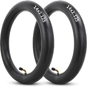 14x2.125 Butyl Bike Inner Tube, 14 Inch Bike Tube with CR202 Bent Valve Stem Compatible with Most 14x1.90 14x1.95 14x2.0 14x2.10 14x2.125 Electric Scooters Electric Bicycle E-Bike Tire Tube 2Pcs