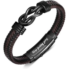 VNOX Men's Inspirational Mantra Engarved Handmade Braided Leather Adjustable Cuff Bangle Bracelet Encouragement Motivational Gift for Men in Saudi Arabia