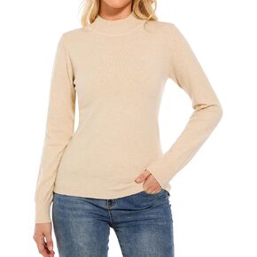Women's Mock Neck Sweater Long Sleeve Knit Pullover Tops Casual Sweaters