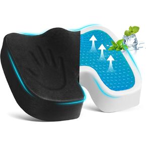 Seat Cushion Gel Enhance-Office Car Chair Cushion, Removable Cover Tailbone Pain Relief Cushion, Desk Chair Car Seat Cushion Driving, Memory Foam Seat Cushion for Office, Wheelchair, Car