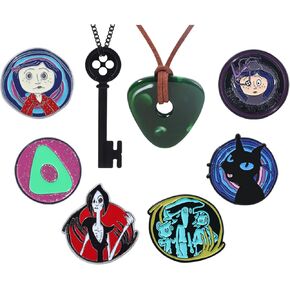 Cartoon Coraline Enamel Pins Set - Horror Movie Inspired Enamel Pins Brooch Coraline Cosplay Jewelry Halloween Christmas Gift for Women Men Fans