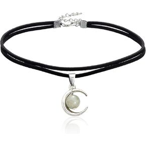 RareLove Crescent Moon Choker Witch Gothic Jewelry Double Layered Wrap Tiny Black Choker Velvet Halloween Choker Necklace for Women Adjustable