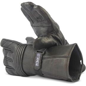 Leather Motorcycle Gloves. Motorbike Gloves. Windproof & Waterproof Biker Gloves, Gauntlet Motorcycle Gloves for Men & Women. Ultra Durable Thinsulate Cold Weather Motorcycle Gloves.