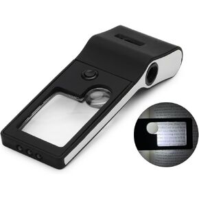 Rongon Small Magnifying Glasses 3X 10X Jewelers Loupe Magnifiers 55X Microscope Loop 3 Types of Magnification Magnfying Tools with LED & UV Lights for Jewelry Repair Reading Books Watch