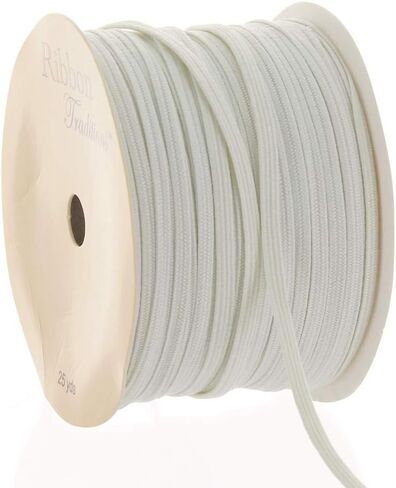 1/8" Width Skinny Elastic Band - Braided Cord - White 25 Yards - USA Warehouse in Saudi Arabia