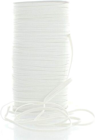 1/8" Width Skinny Elastic Band - Braided Cord - White 25 Yards - USA Warehouse in Saudi Arabia