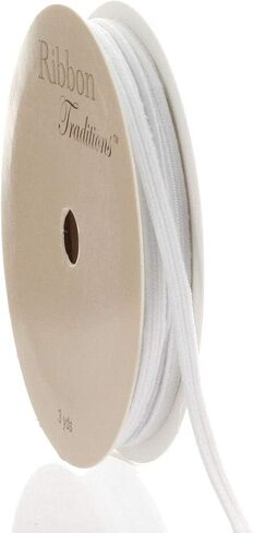 1/8" Width Skinny Elastic Band - Braided Cord - White 25 Yards - USA Warehouse in Saudi Arabia