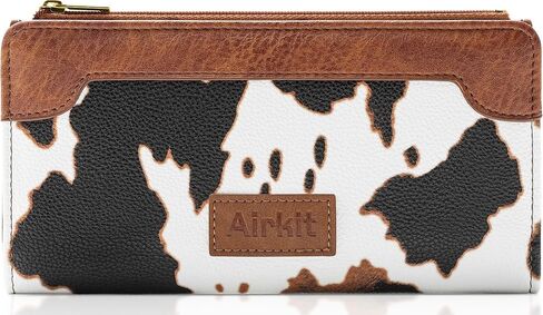 Cow Print Wallets for Women Bifold Credit Card Holder, Rfid Blocking, ID Window, Western Slim Wallet with Zipper Coin Pocket for Ladies, Cow Brown in Saudi Arabia