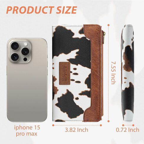 Cow Print Wallets for Women Bifold Credit Card Holder, Rfid Blocking, ID Window, Western Slim Wallet with Zipper Coin Pocket for Ladies, Cow Brown in Saudi Arabia
