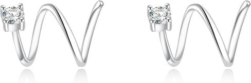 Moissanite Twist Wrap Spiral Earrings - 925 Sterling Silver 0.2CT 3.0mm Moissanite Twist Hoop Earrings Double Hoop Climber Cuff Earrings for Wife Women in Saudi Arabia
