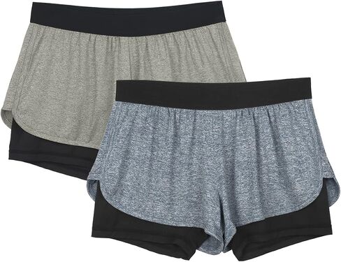 icyzone Running Yoga Shorts for Women - Activewear Workout Exercise Athletic Jogging Shorts 2-in-1 in Kuwait