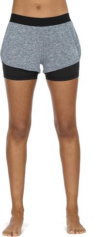 icyzone Running Yoga Shorts for Women - Activewear Workout Exercise Athletic Jogging Shorts 2-in-1 in Kuwait