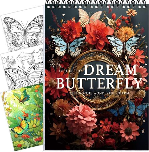 Thick Paper Butterfly Coloring Book for Adult Spiral Bound, 30 Pages One Sided Design Adult Coloring Book for Women Relaxation, Mindfulness Coloring Book for Adult Spiral Bound in Kuwait