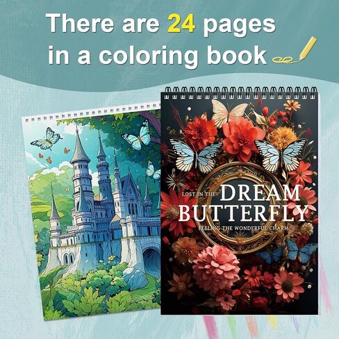 Thick Paper Butterfly Coloring Book for Adult Spiral Bound, 30 Pages One Sided Design Adult Coloring Book for Women Relaxation, Mindfulness Coloring Book for Adult Spiral Bound in Kuwait