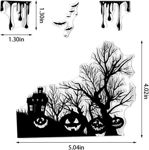 Halloween Clear Stamps for Card Making Happy Halloween Pumpkins Ghost Trees Background Clear Stamp Halloween Transparent Silicone Stamp for DIY Scrapbooking Embossing Paper Card Album Decoration Craft in Saudi Arabia
