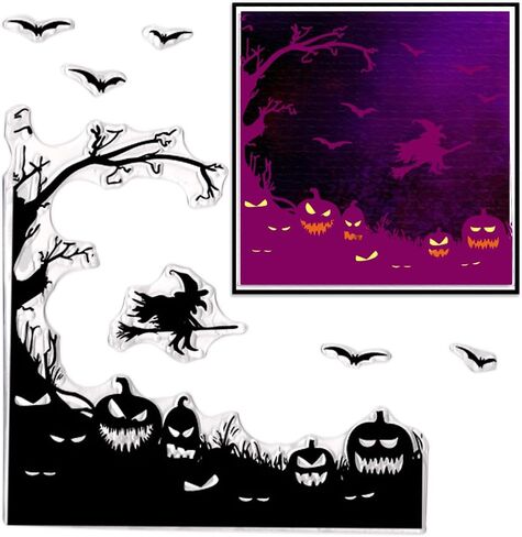 طوابع شفافة للهالوين لصنع البطاقات، قرع الهالوين السعيد، أشجار الأشباح، خلفية واضحة، ختم شفاف من السيليكون للهالوين، صنع القصاصات بنفسك، زخرفة ورقية لألبوم البطاقات in Kuwait