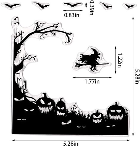 طوابع شفافة للهالوين لصنع البطاقات، قرع الهالوين السعيد، أشجار الأشباح، خلفية واضحة، ختم شفاف من السيليكون للهالوين، صنع القصاصات بنفسك، زخرفة ورقية لألبوم البطاقات in Kuwait