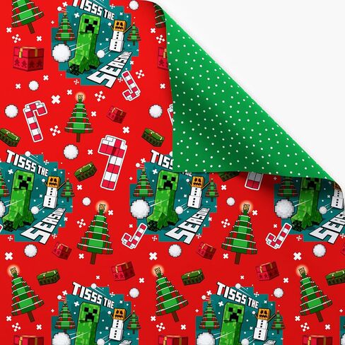 American Greetings Reversible Christmas Wrapping Paper for Kids, Sonic the Hedgehog (1 Roll, 75 sq. ft.) in Saudi Arabia