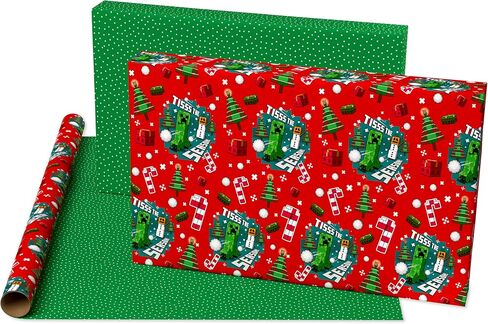 American Greetings Reversible Christmas Wrapping Paper for Kids, Sonic the Hedgehog (1 Roll, 75 sq. ft.) in Saudi Arabia