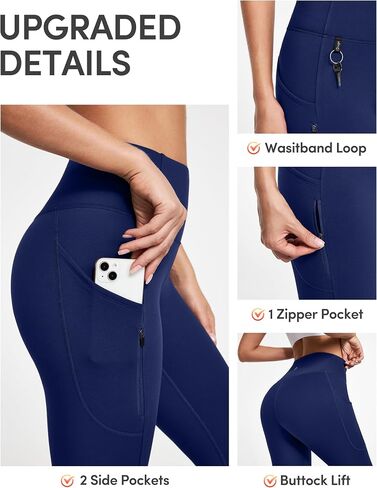 IUGA Fleece Lined Leggings Women Water Resistant Thermal Leggings Winter Warm Tights High Waist Hiking Pants with Pockets in Kuwait
