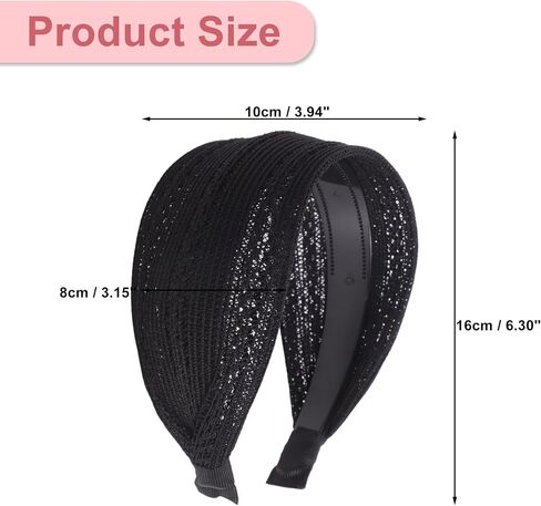 VOCOSTE Wide Headbands for Women, Large Head Bands for Women's Hair Non-slip, Extra Wide Bohemia Headbands, Thick Headbands with Teeth Hair Accessories, Black in Saudi Arabia