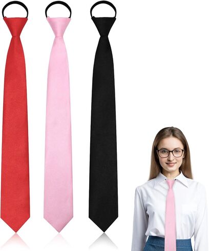Womens Black Tie, Skinny Ties for Women Girls, Adjustable Uniform Necktie Bolo Neck Tie for School Business Accessory in Saudi Arabia