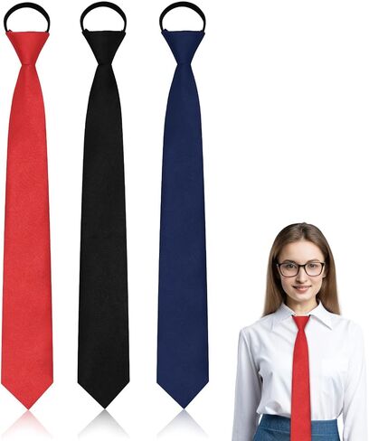 Womens Black Tie, Skinny Ties for Women Girls, Adjustable Uniform Necktie Bolo Neck Tie for School Business Accessory in Saudi Arabia