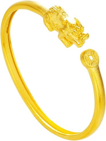 Fashion 18K Gold Plated Feng Shui Pi Xiu Open Cuff Bracelet in Saudi Arabia