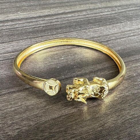 Fashion 18K Gold Plated Feng Shui Pi Xiu Open Cuff Bracelet in Saudi Arabia
