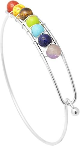 Yoga Colorful Chakra Stone Bracelet Alloy Wire Around Cuff Bracelet in Saudi Arabia