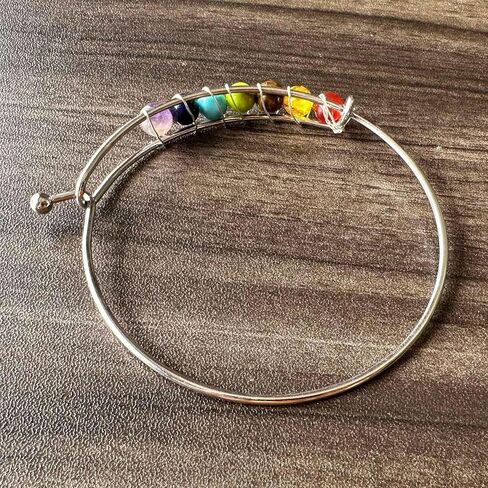 Yoga Colorful Chakra Stone Bracelet Alloy Wire Around Cuff Bracelet in Saudi Arabia