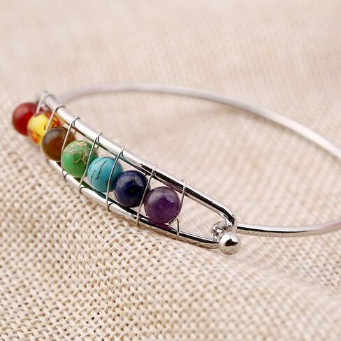 Yoga Colorful Chakra Stone Bracelet Alloy Wire Around Cuff Bracelet in Saudi Arabia