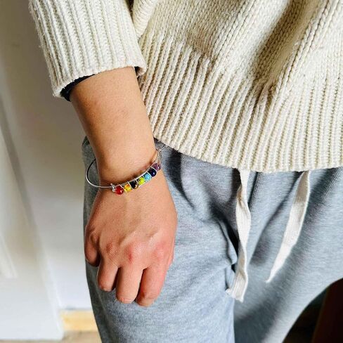 Yoga Colorful Chakra Stone Bracelet Alloy Wire Around Cuff Bracelet in Saudi Arabia