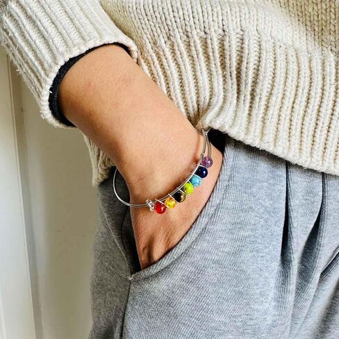 Yoga Colorful Chakra Stone Bracelet Alloy Wire Around Cuff Bracelet in Saudi Arabia