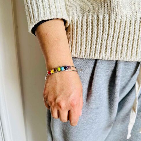 Yoga Colorful Chakra Stone Bracelet Alloy Wire Around Cuff Bracelet in Saudi Arabia
