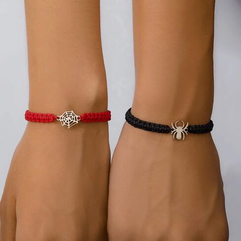 Spider Matching Bracelets for Couples Halloween Couple Bracelets Handmade Woven Couple Bracelets Y2K Friendship Bracelets Pinky Promise Bracelets Halloween Prom Jewelry in Kuwait