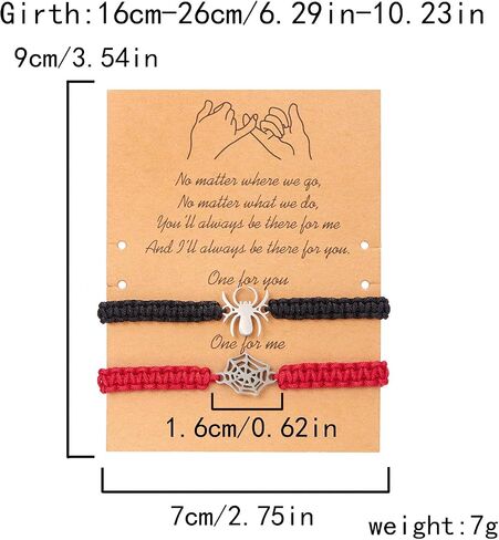 Spider Matching Bracelets for Couples Halloween Couple Bracelets Handmade Woven Couple Bracelets Y2K Friendship Bracelets Pinky Promise Bracelets Halloween Prom Jewelry in Kuwait