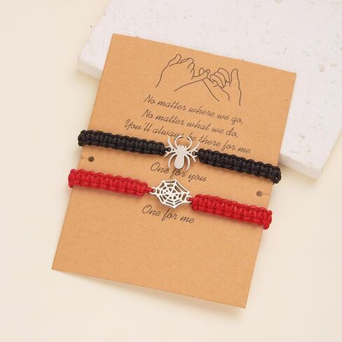 Spider Matching Bracelets for Couples Halloween Couple Bracelets Handmade Woven Couple Bracelets Y2K Friendship Bracelets Pinky Promise Bracelets Halloween Prom Jewelry in Kuwait