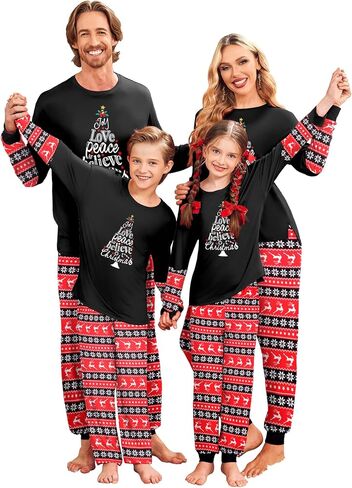 Ekouaer Family Christmas Pajamas Matching Sets Soft Long Sleeve Couple Pjs Xmas Sleepwear Holiday Lounge Set in Kuwait