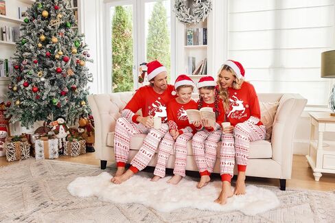 Ekouaer Family Christmas Pajamas Matching Sets Soft Long Sleeve Couple Pjs Xmas Sleepwear Holiday Lounge Set in Kuwait