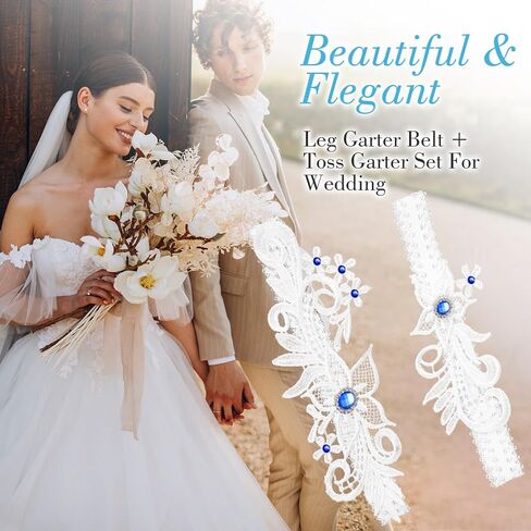 2Pcs Wedding Garters, Garters for Bride Elasticated Soft Lace Garter for Wedding Day Prom in Saudi Arabia