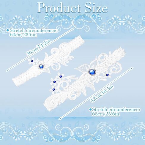 2Pcs Wedding Garters, Garters for Bride Elasticated Soft Lace Garter for Wedding Day Prom in Saudi Arabia
