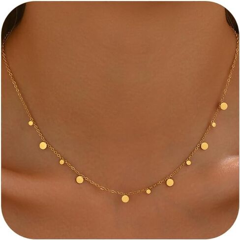 Gold Chain Necklace for Women 18K Gold Plated Stainless Steel Necklace Dainty Star Cross Heart Choker Chains Simple Delicate Minimalist Trendy Jewelry in Kuwait