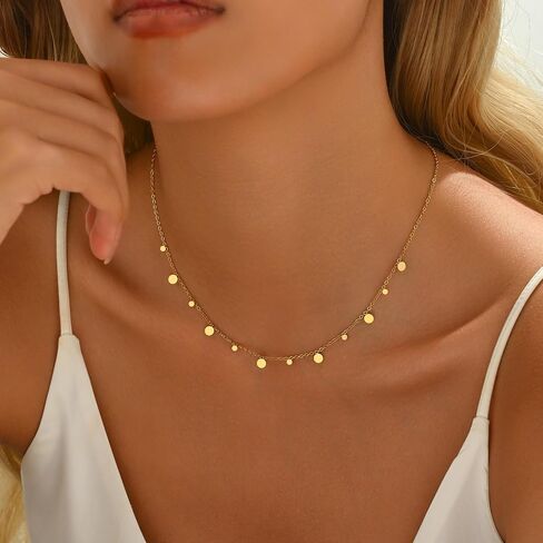 Gold Chain Necklace for Women 18K Gold Plated Stainless Steel Necklace Dainty Star Cross Heart Choker Chains Simple Delicate Minimalist Trendy Jewelry in Kuwait