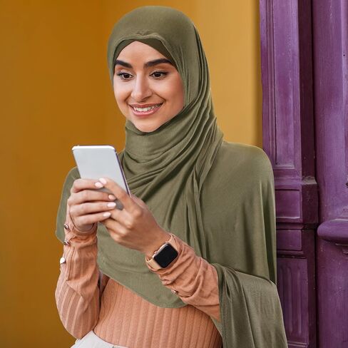 Handepo الحجاب الفوري جيرسي الحجاب للنساء مسلم وشاح الرأس خفيفة الوزن طويلة لينة الحجاب شال تمتد وشاح التفاف in Saudi Arabia