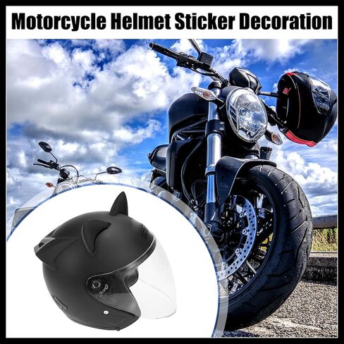 2pcs Cat Ears Style Attachments Helmet Decoration Accessories Self Adhesive Universal Helmet Cover Sticker for Motorcycle Bicycle Scooter Black TPU Replacement Durable Material in Saudi Arabia