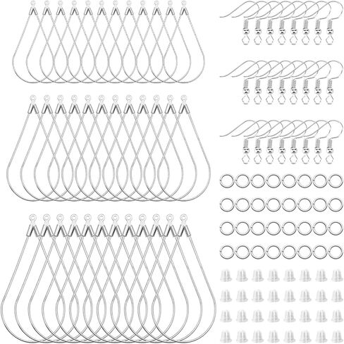 380pcs Hypoallergenic Earring Making Kit, Jewelry Making Earrings Supplies with Teardrop Round Beading Hoop,Earring Hooks,Jump Rings,Earring Backs for DIY Earring Craft(2 Colors, 2 Sizes) in Kuwait