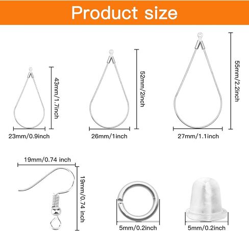 380pcs Hypoallergenic Earring Making Kit, Jewelry Making Earrings Supplies with Teardrop Round Beading Hoop,Earring Hooks,Jump Rings,Earring Backs for DIY Earring Craft(2 Colors, 2 Sizes) in Kuwait