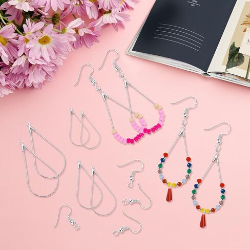 380pcs Hypoallergenic Earring Making Kit, Jewelry Making Earrings Supplies with Teardrop Round Beading Hoop,Earring Hooks,Jump Rings,Earring Backs for DIY Earring Craft(2 Colors, 2 Sizes) in Kuwait