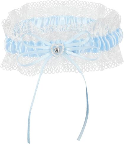Molain Blue Lace Garter Belt, Lace Belts Bridal Garter with Rhinestone Satin Bow, Bridal Wedding Garter Gift for Bride in Saudi Arabia